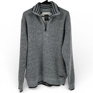 Buffalo David Bitton Fleece Lined Quarter Zip Sweater Gray Men’s Large EUC!!!